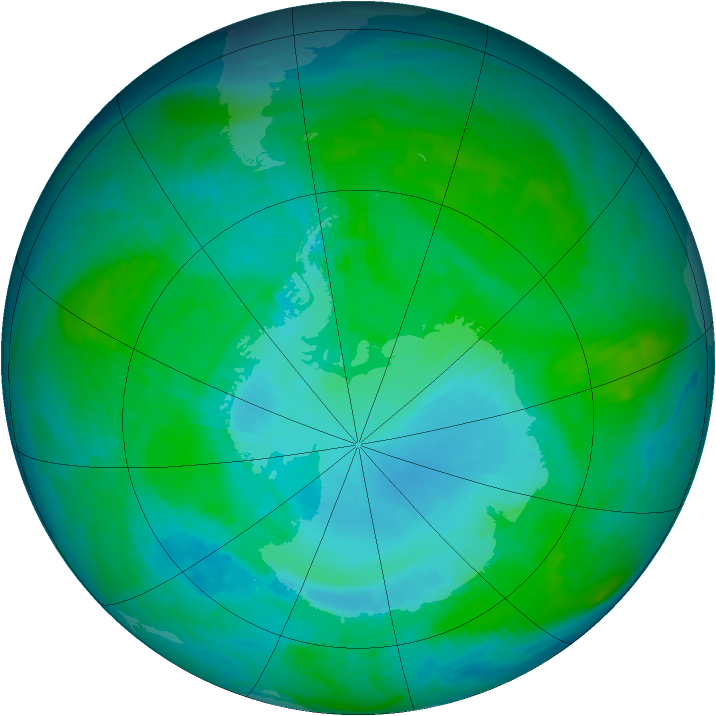 Antarctic ozone map for 15 January 1986